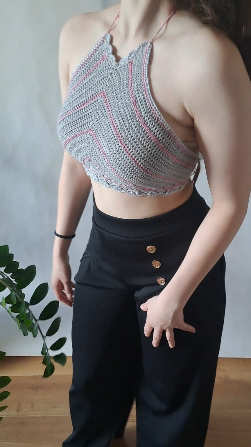 Croptop šedoružový