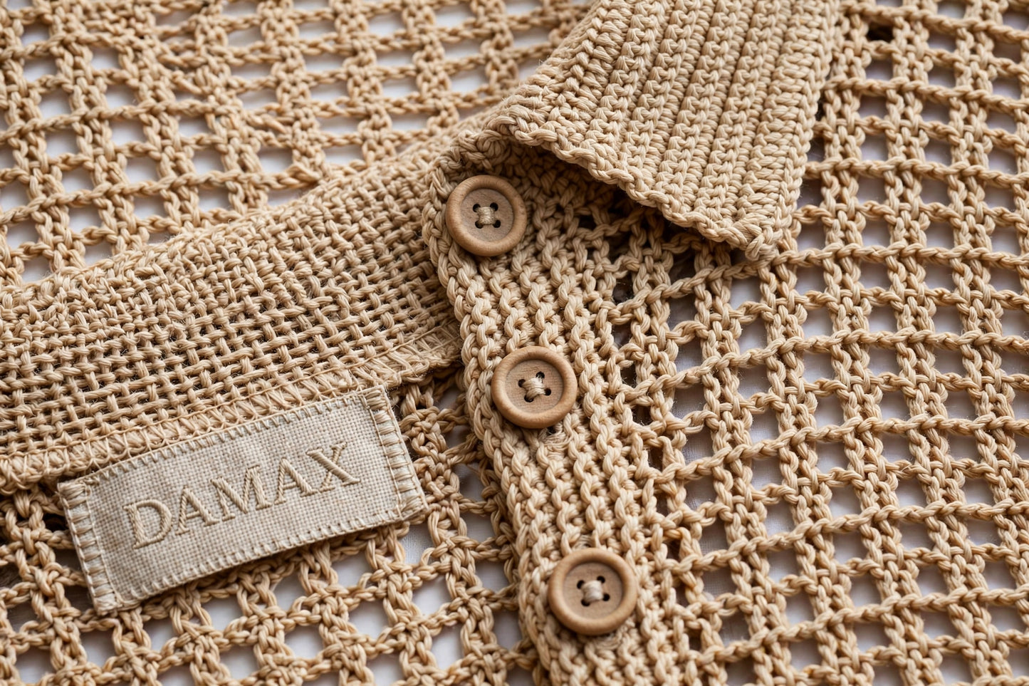 DAMAX - Háčkovaná košeľa Sandy Beige / Ručná práca