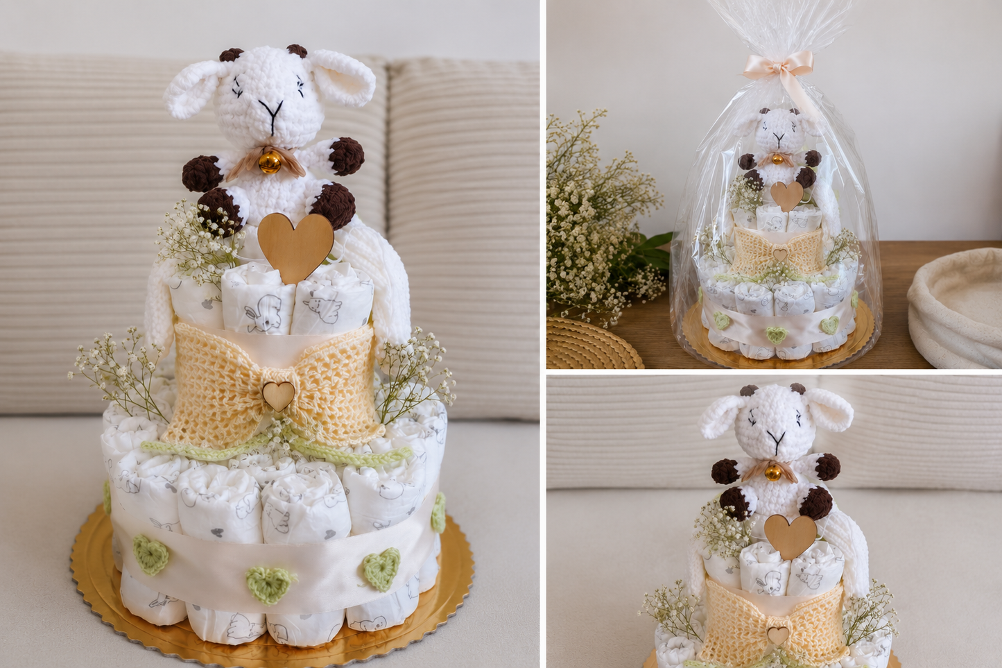 Plienková torta s háčkovaným kozliatkom