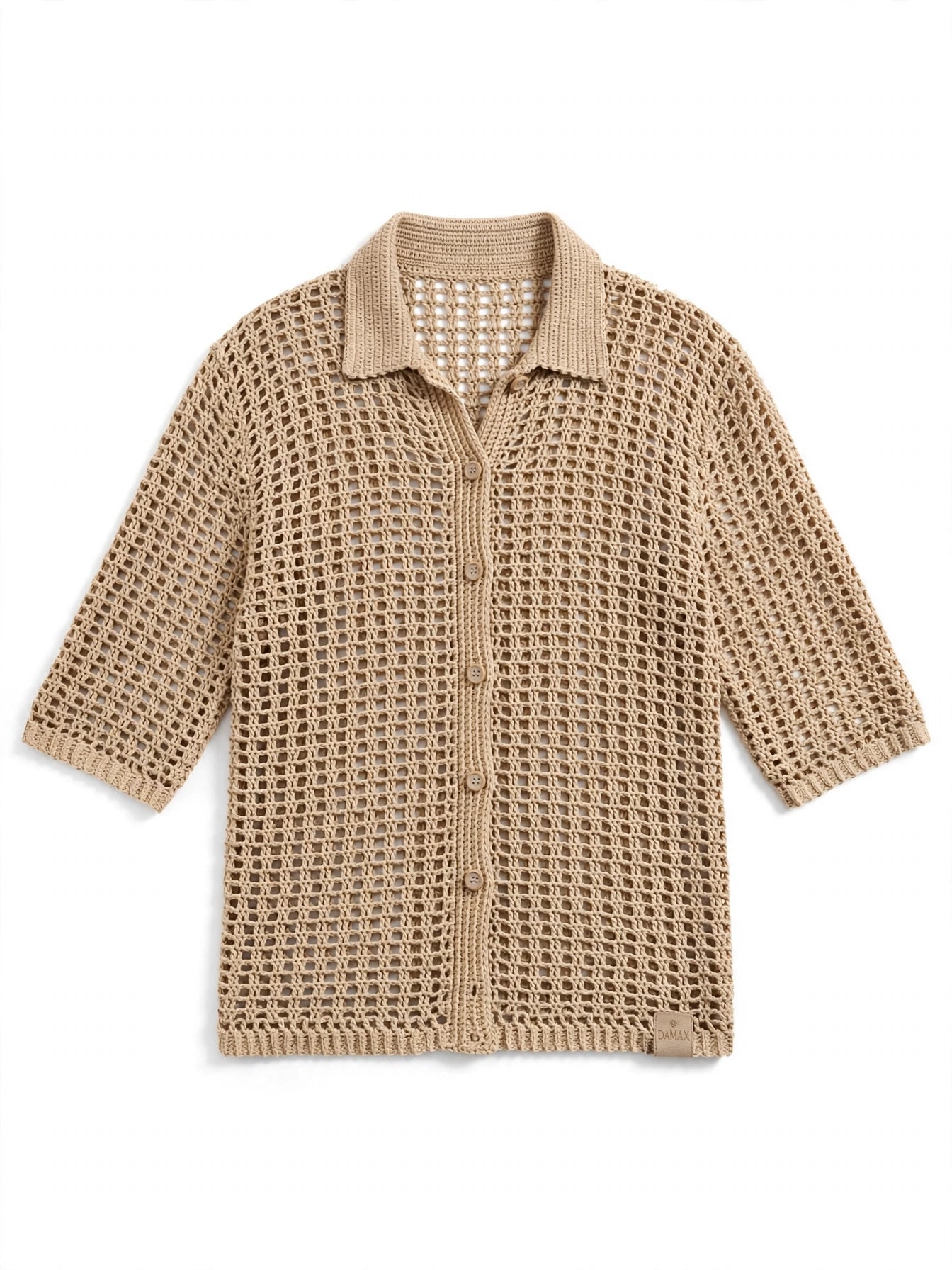 DAMAX - Háčkovaná košeľa Sandy Beige / Ručná práca