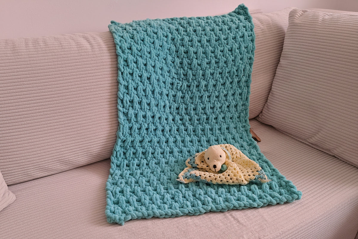 🧸 Mäkučká handmade deka pre najmenších  tyrkysová 💕