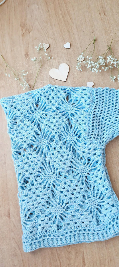 Croptop pulóver NEBO - baby blue bambusový / UNI