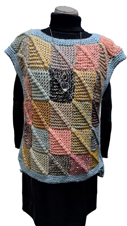 Viacfarebná vesta- patchwork vesta